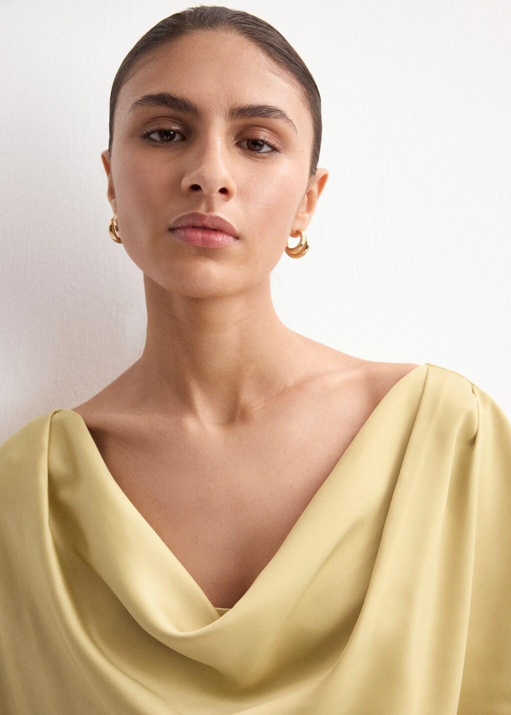 Beige Long Dress With Draped Neck, 0201_08, large image number 4