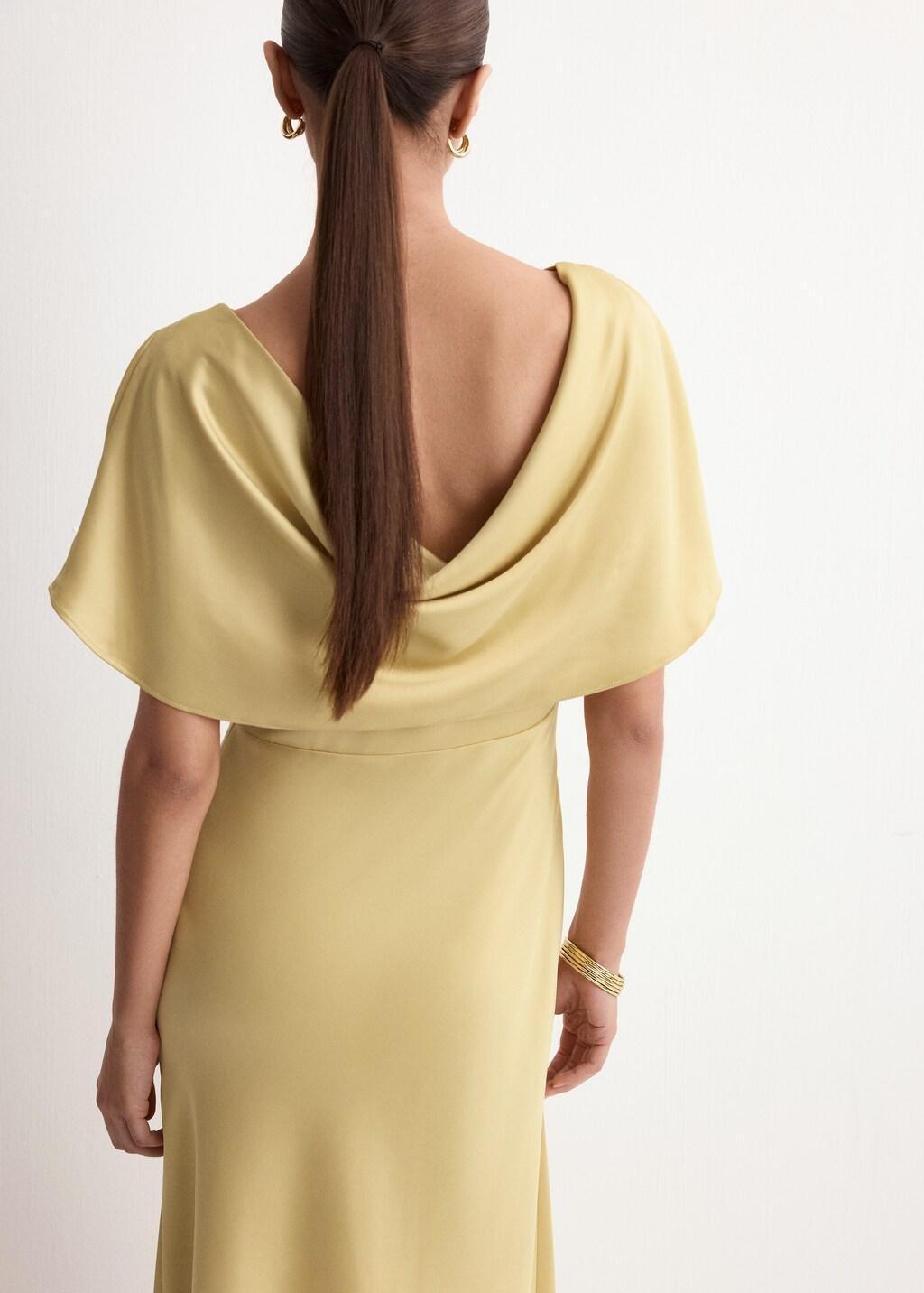 Beige Long Dress With Draped Neck, 0201_08, large image number 6