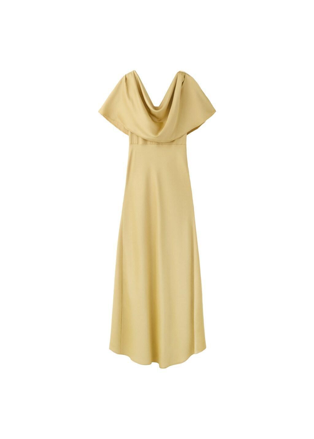 Beige Long Dress With Draped Neck, 0201_08, large image number 7