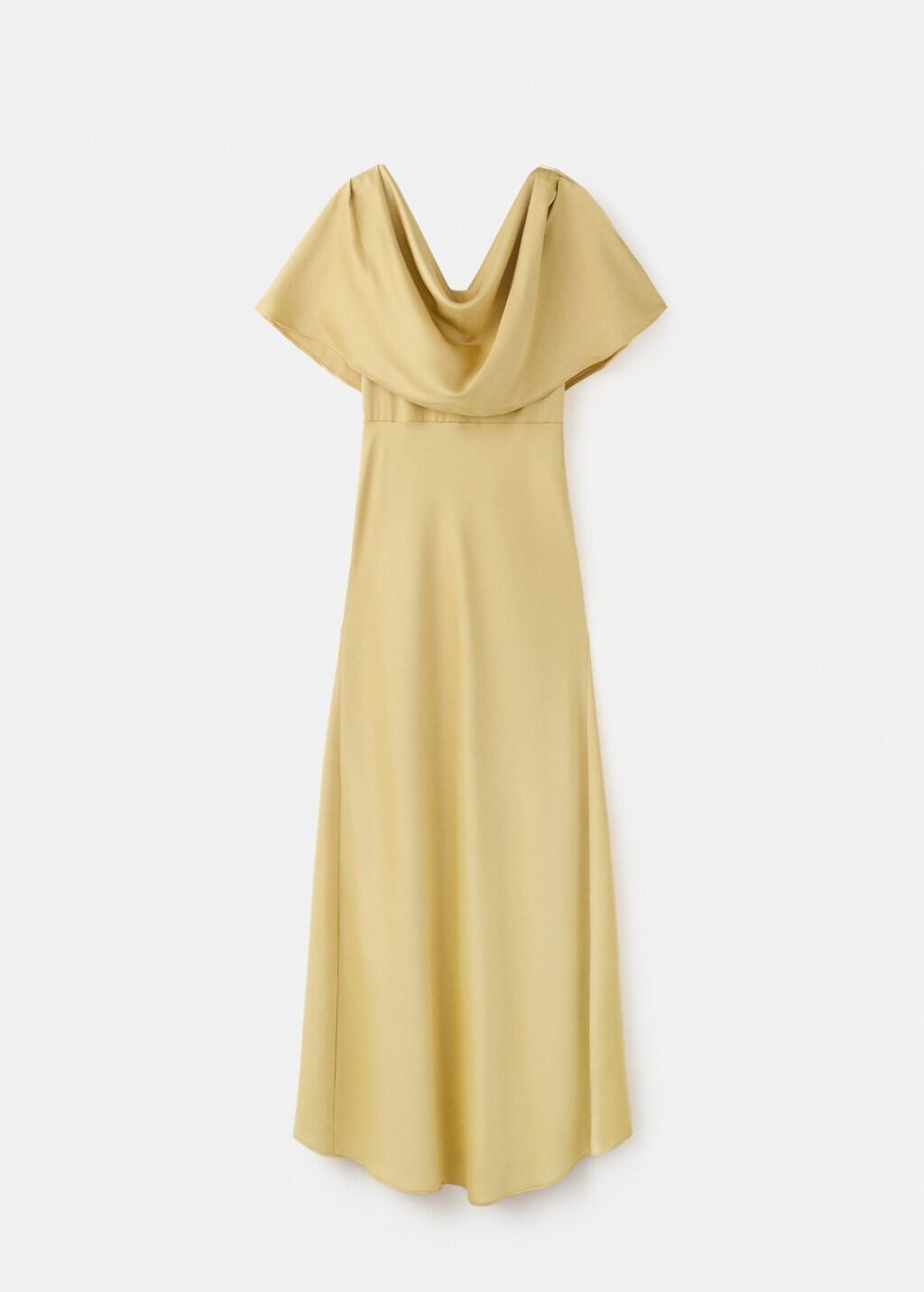 Beige Long Dress With Draped Neck, 0201_08, large image number 8