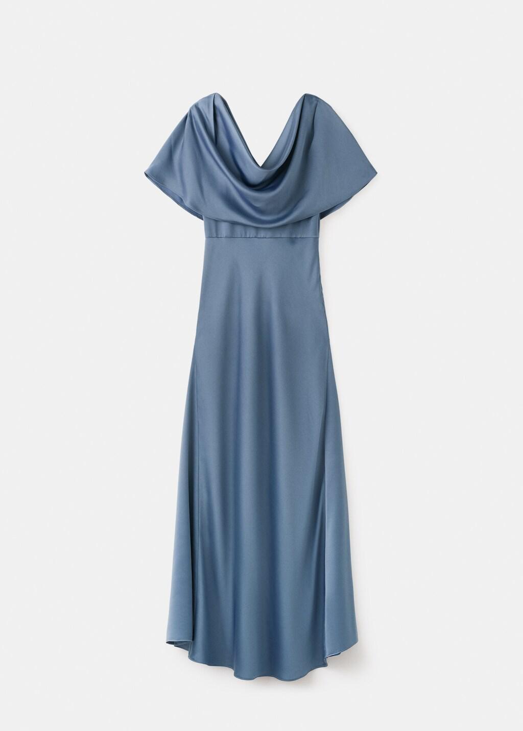 Grey Long Dress With Draped Neck, 0201_95, large image number 7