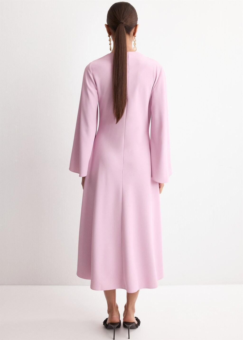 Pink Lt Pastel Flared-Sleeve Satin Dress, 0201_81, large image number 2
