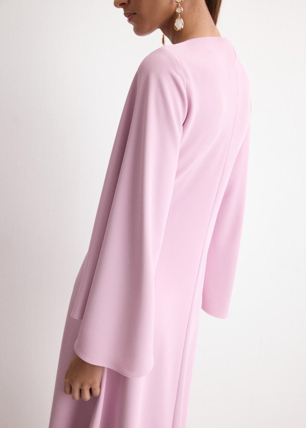 Pink Lt Pastel Flared-Sleeve Satin Dress, 0201_81, large image number 6