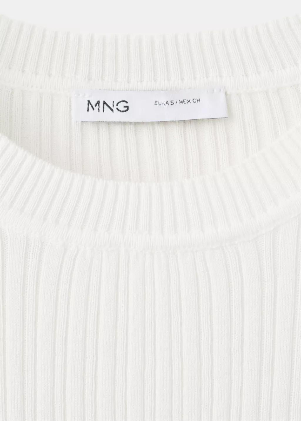 Beige Ribbed Knit T-Shirt, 0201_05, large image number 1