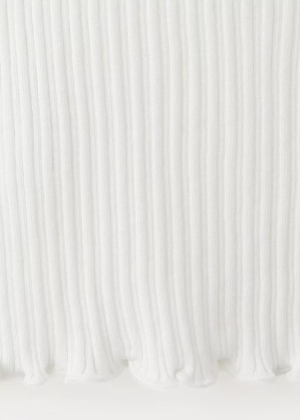 Beige Ribbed Knit T-Shirt, 0201_05, large image number 5
