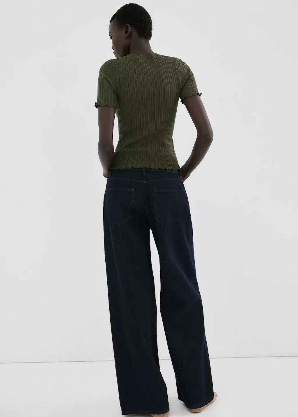 Khaki Ribbed Knit T-Shirt, Beige - Khaki, large image number 2