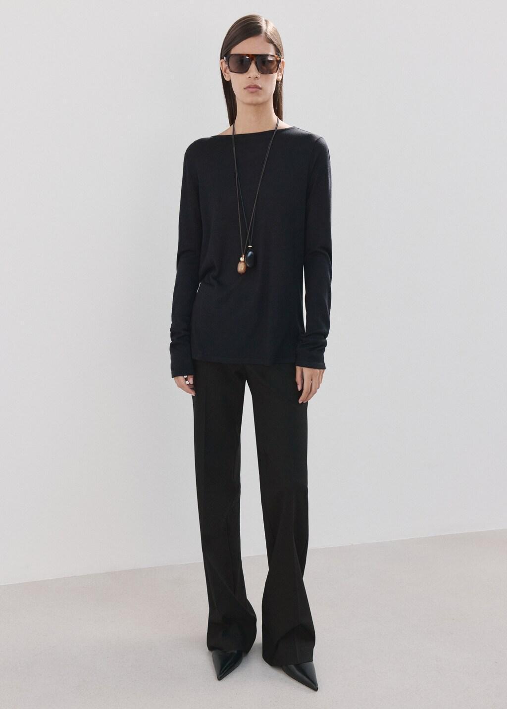 Black Draped Back Knitted Jumper, Black, large image number 0