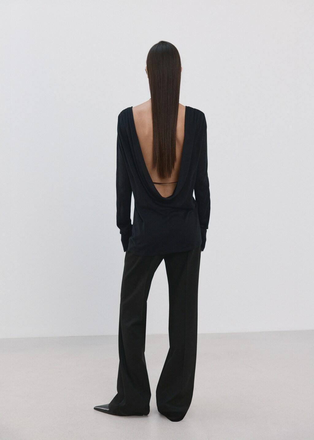 Black Draped Back Knitted Jumper, Black, large image number 2