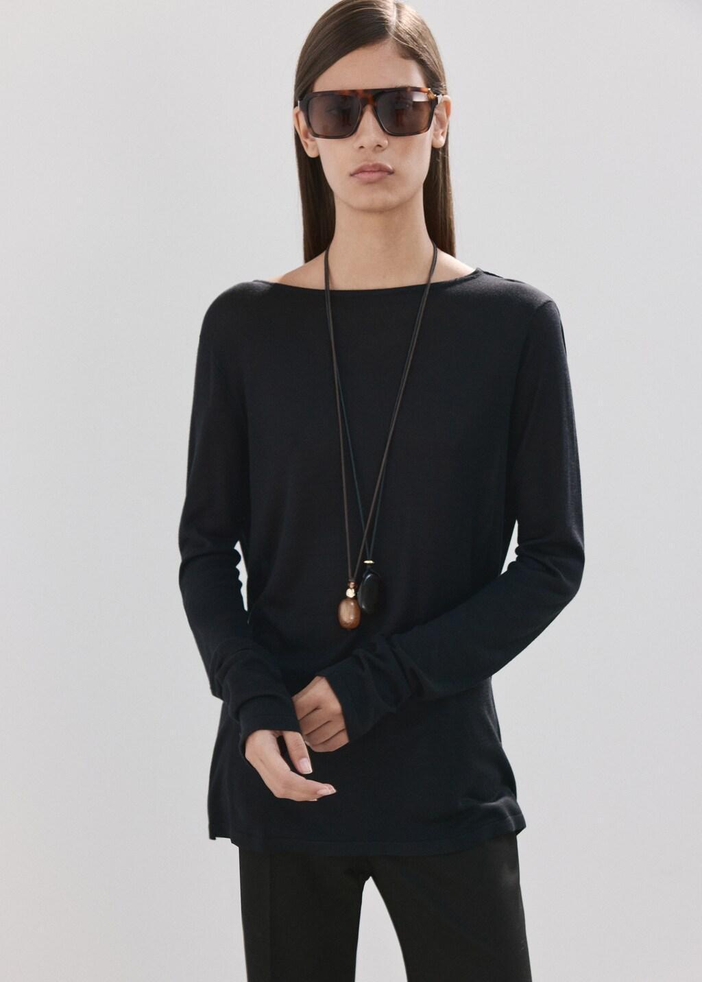 Black Draped Back Knitted Jumper, Black, large image number 3