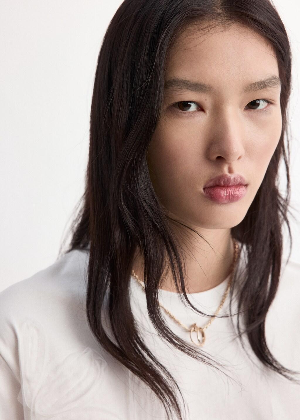 White Floral-Embroidered Cotton T-Shirt, Natural White, large image number 4