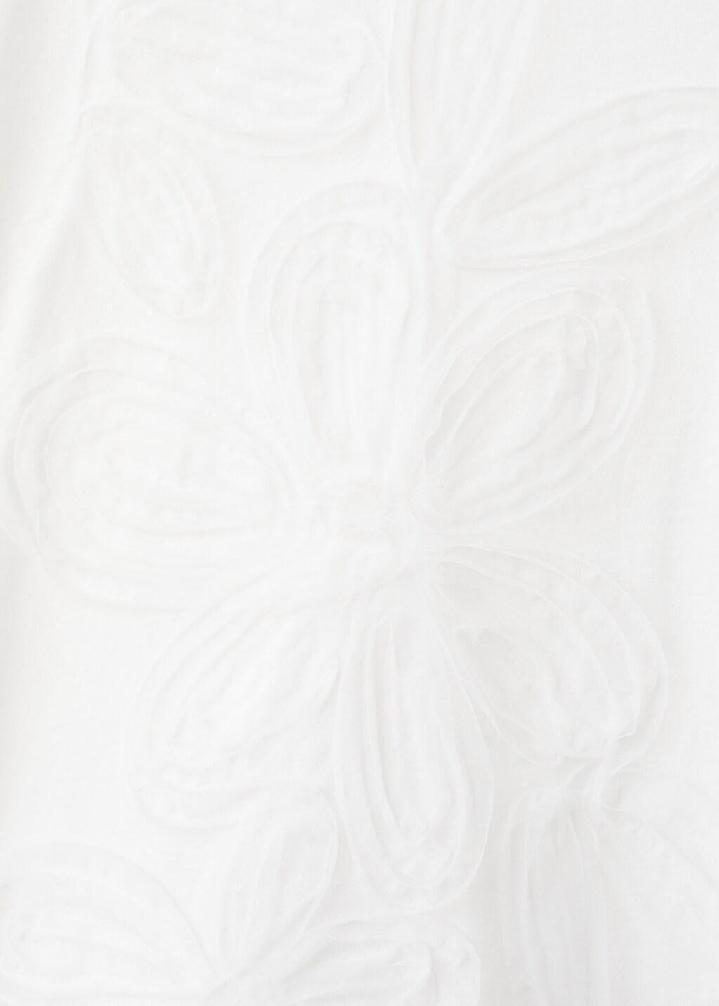 White Floral-Embroidered Cotton T-Shirt, Natural White, large image number 5