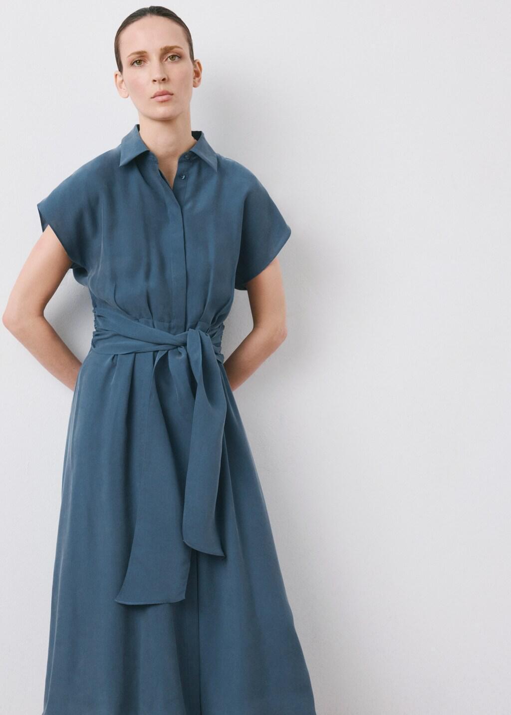 Blue Belt Shirt Dress, Medium Blue, large image number 3