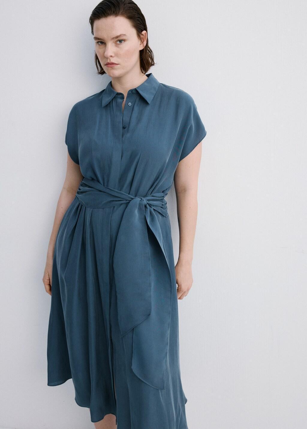 Blue Belt Shirt Dress, Medium Blue, large image number 6