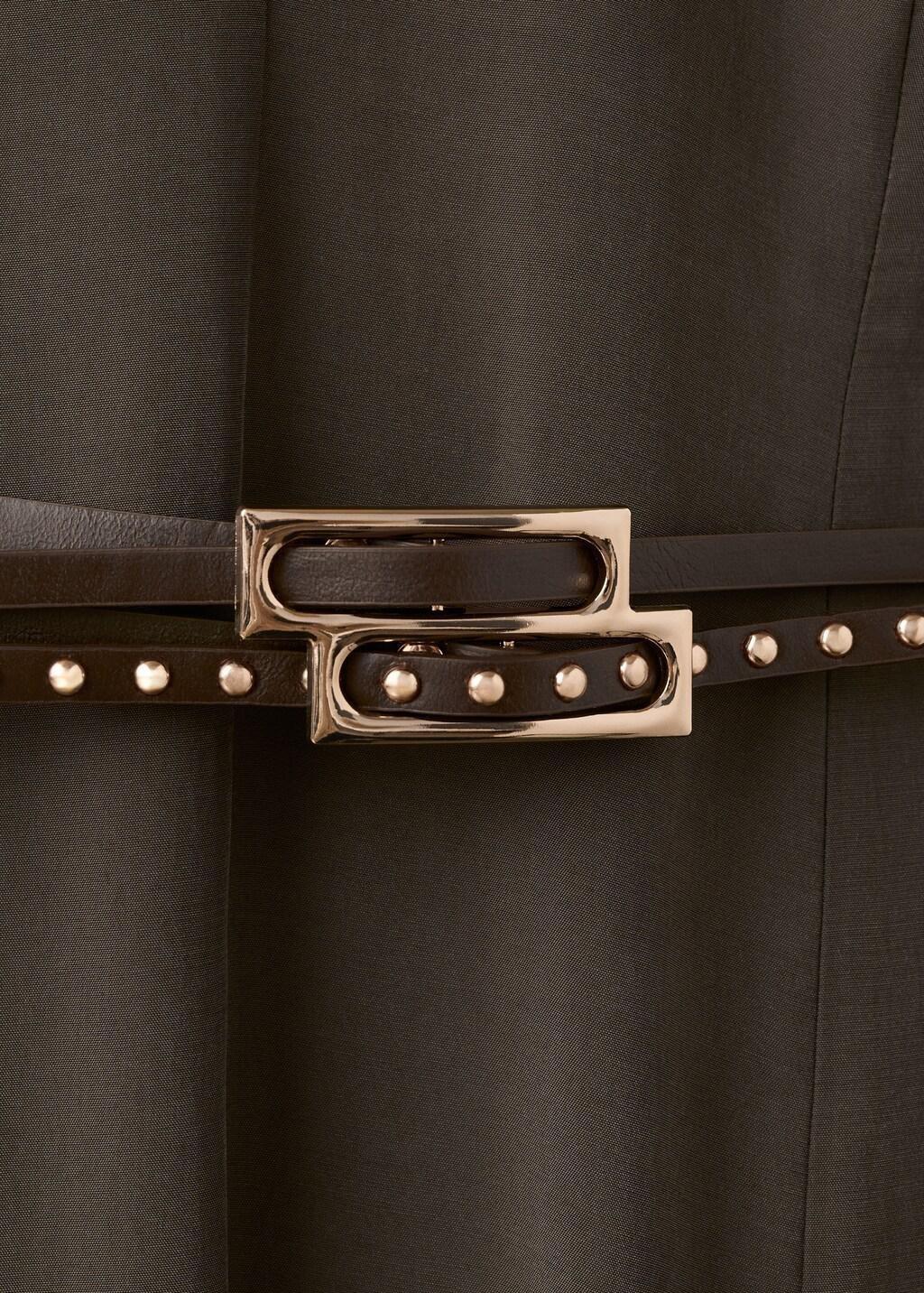 Brown Double-Belt A-Line Dress, 0201_30, large image number 5