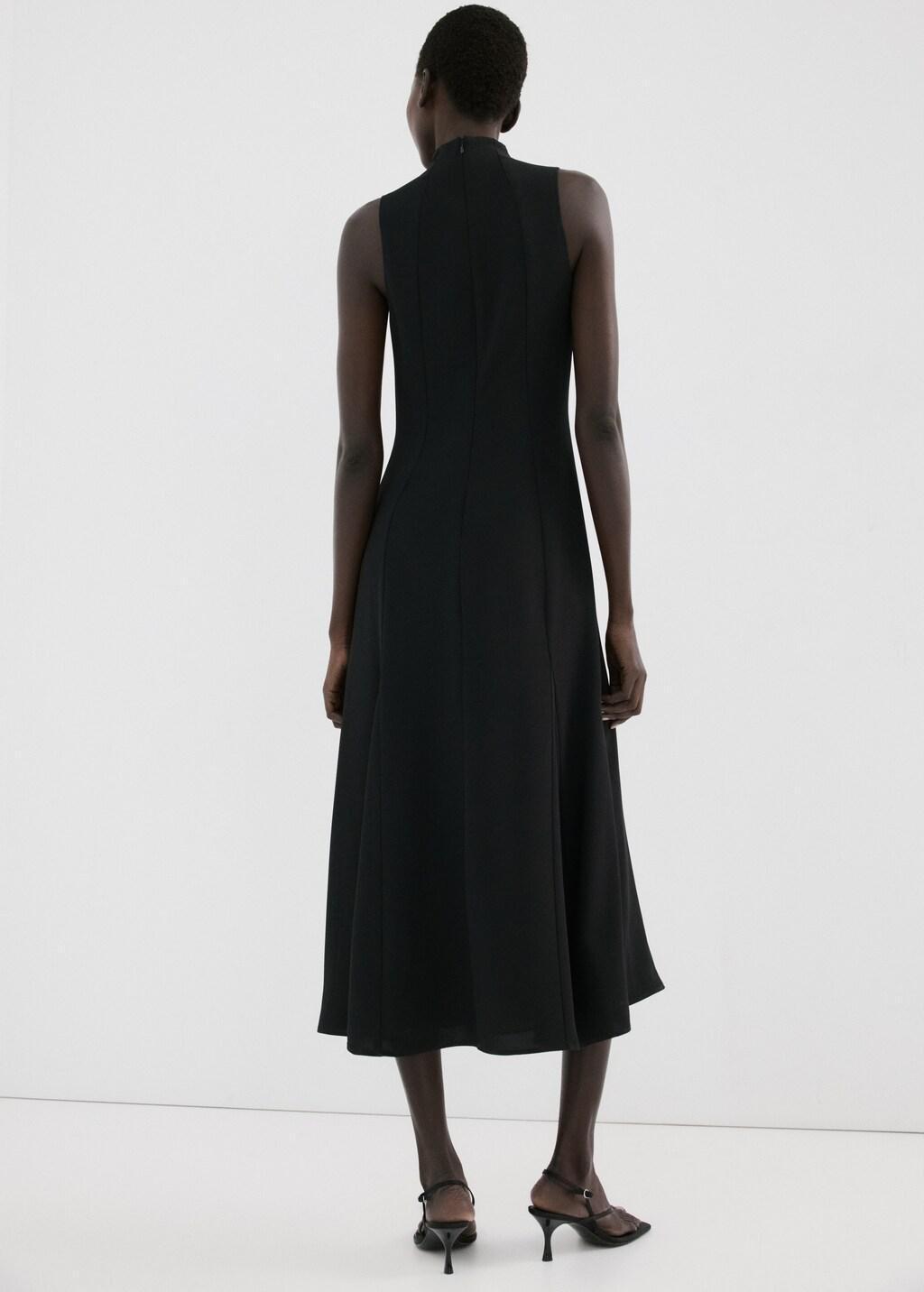 Black Turtleneck Midi-Dress, Black, large image number 2