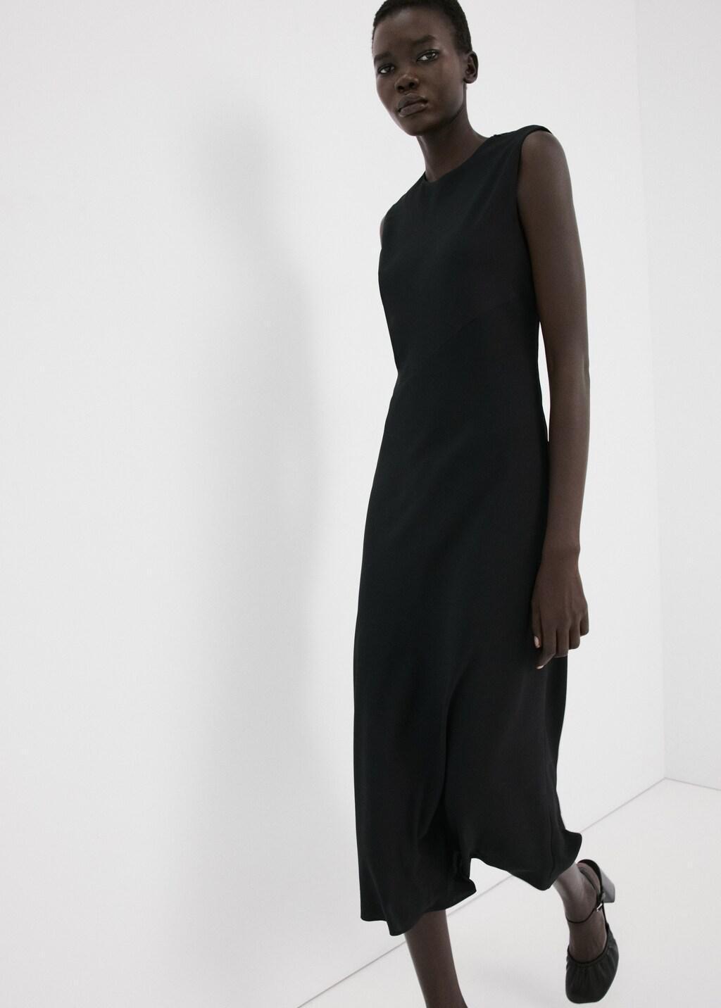 Black Midi-Dress With Open Back, Black, large image number 3