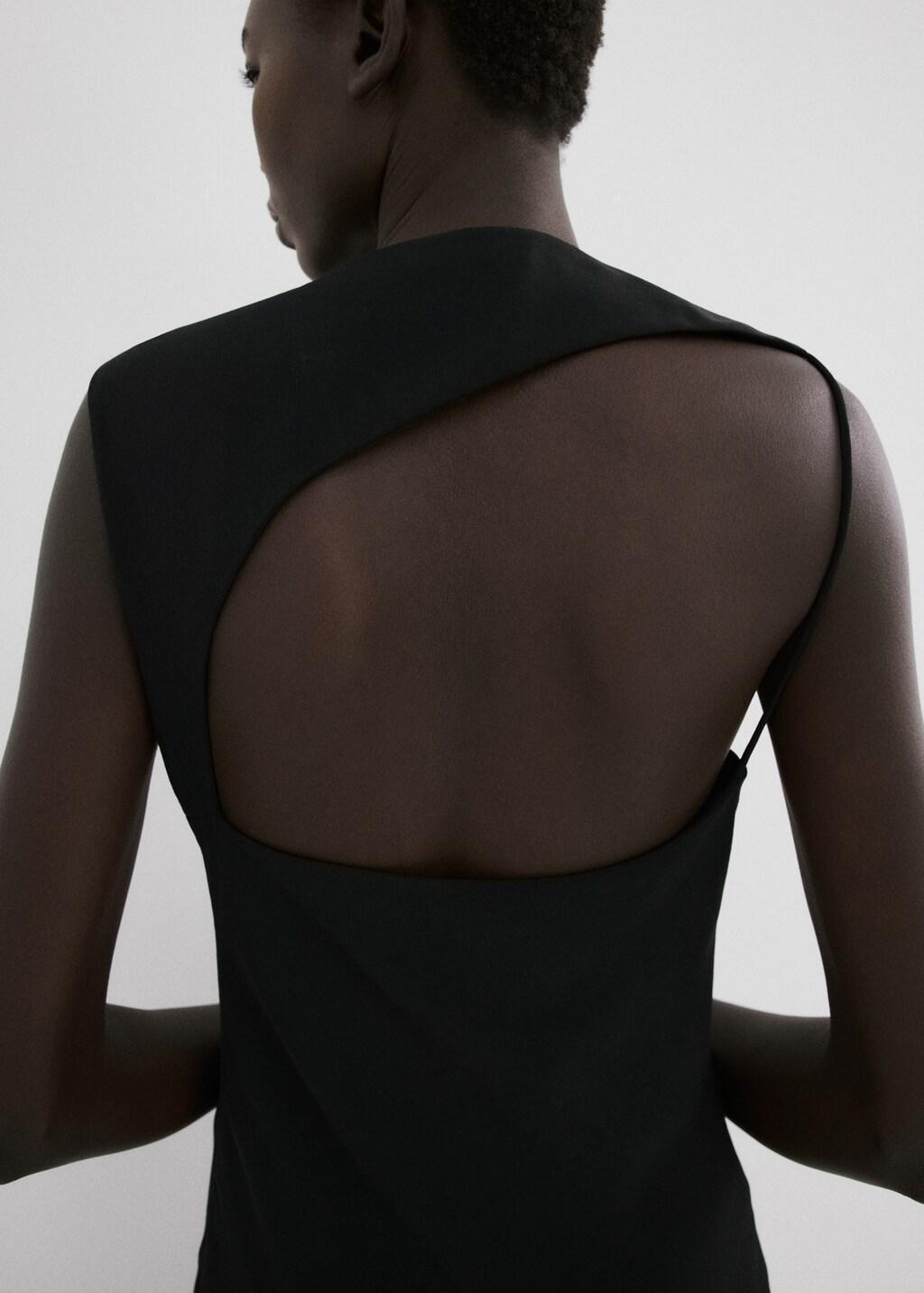 Black Midi-Dress With Open Back, Black, large image number 6