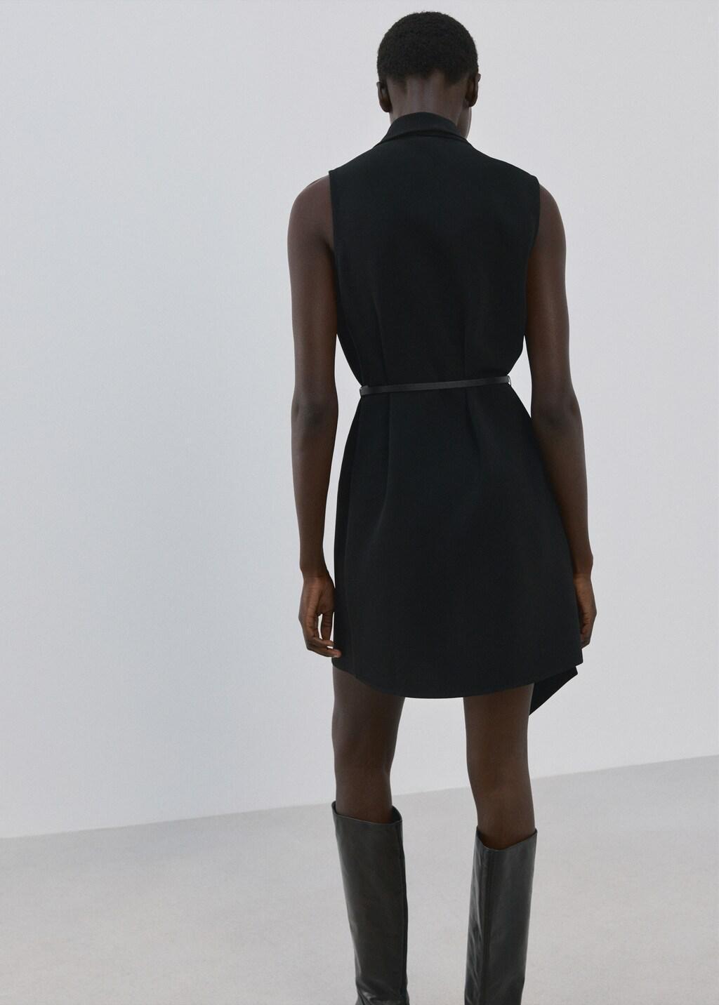 Black Scarf Belt Dress, 0201_99, large image number 2