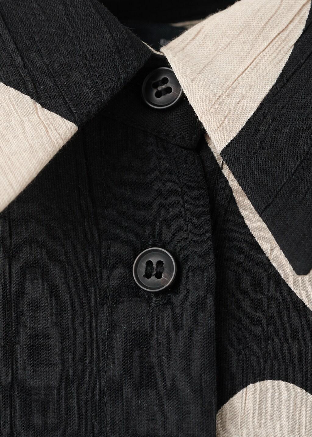 Black Long Printed Shirt Dress, Black, medium