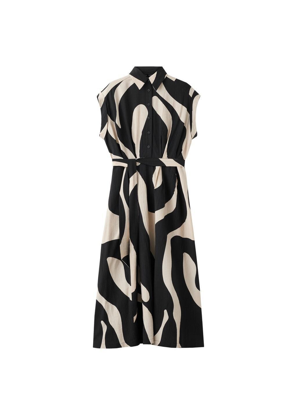 Black Long Printed Shirt Dress, Black, large image number 7