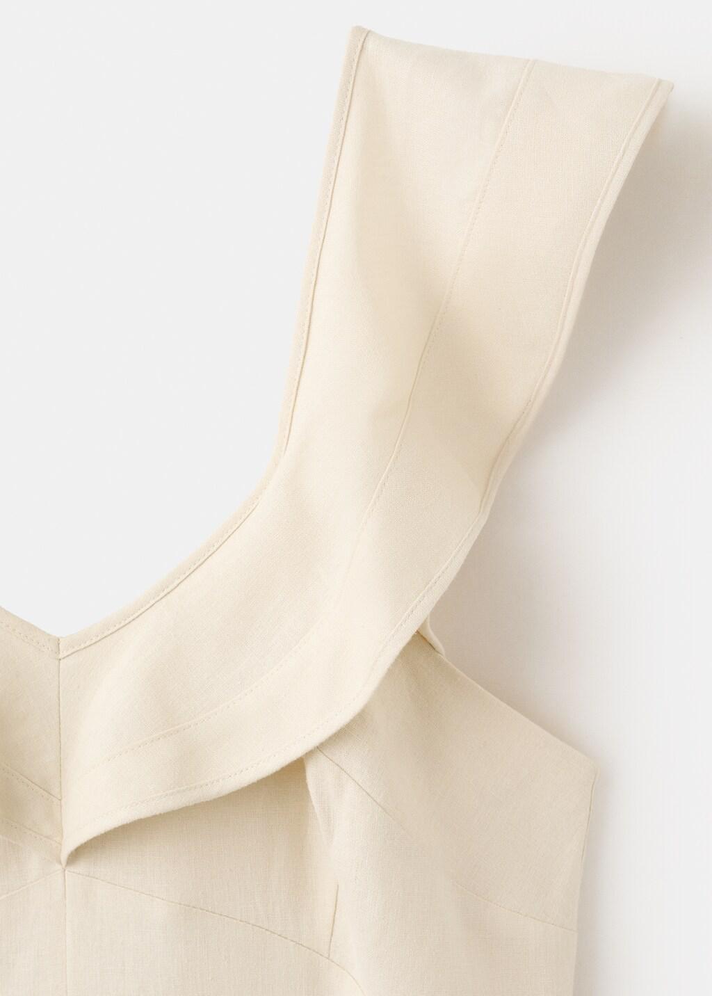 Brown Lt Pastel Ruffled Linen Dress, Light Pastel Brown, medium