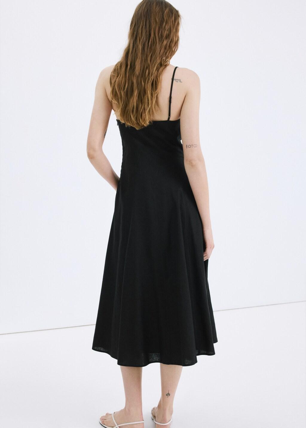 Black A-Line Linen Dress, 0201_99, large image number 2