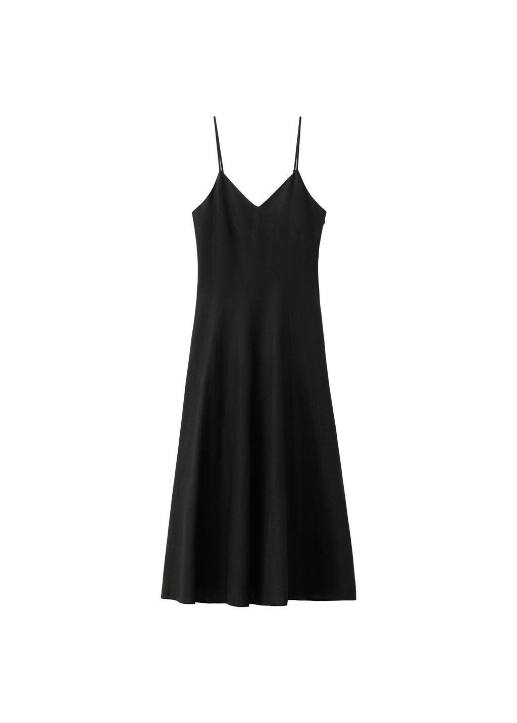 Black A-Line Linen Dress, 0201_99, large image number 6