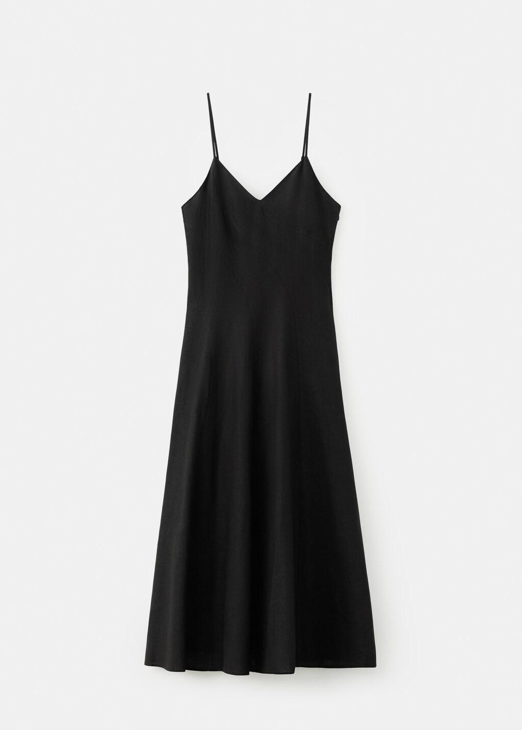 Black A-Line Linen Dress, 0201_99, large image number 7