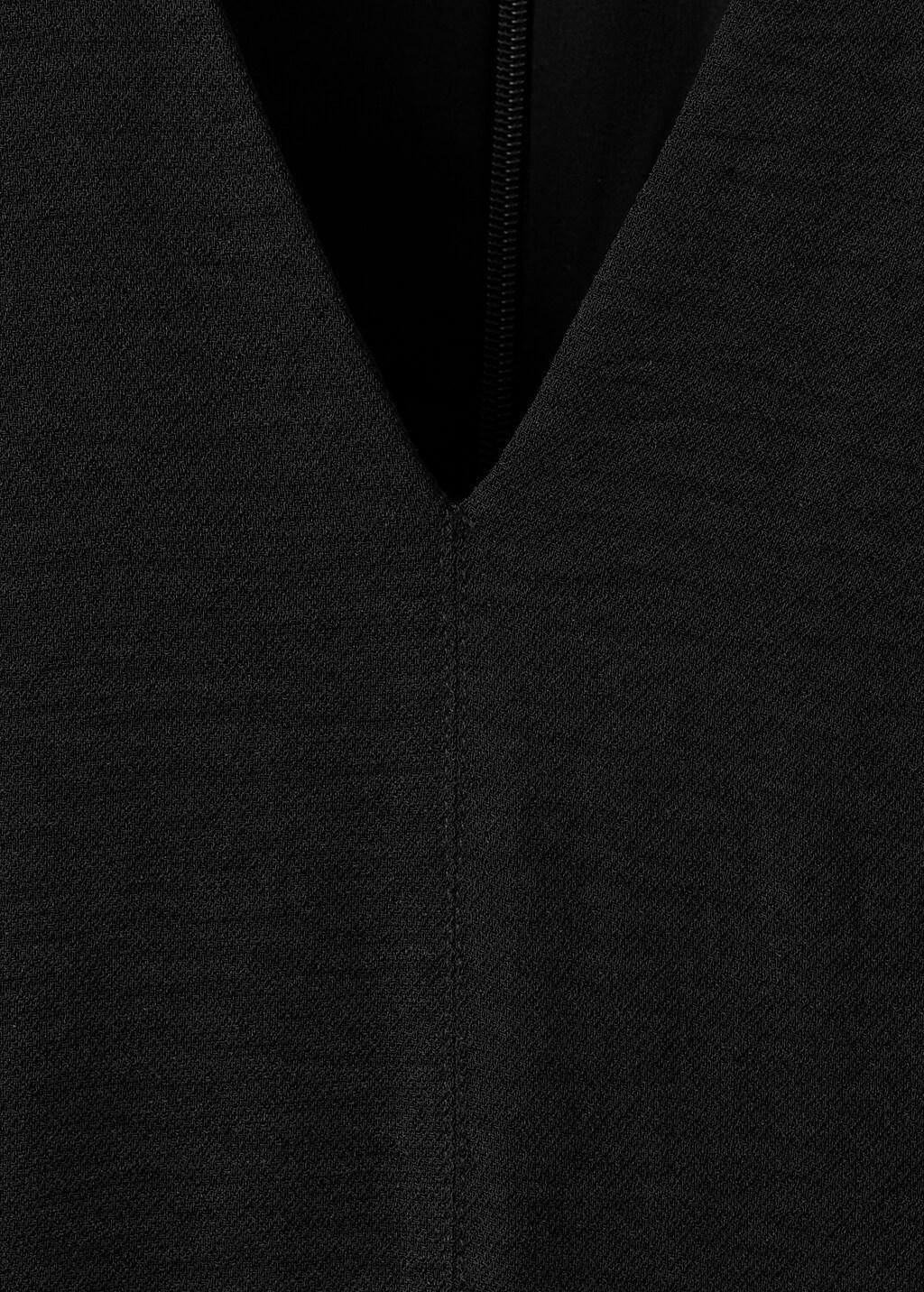 Black Flounce Dress With V-Neck, Black, large image number 1