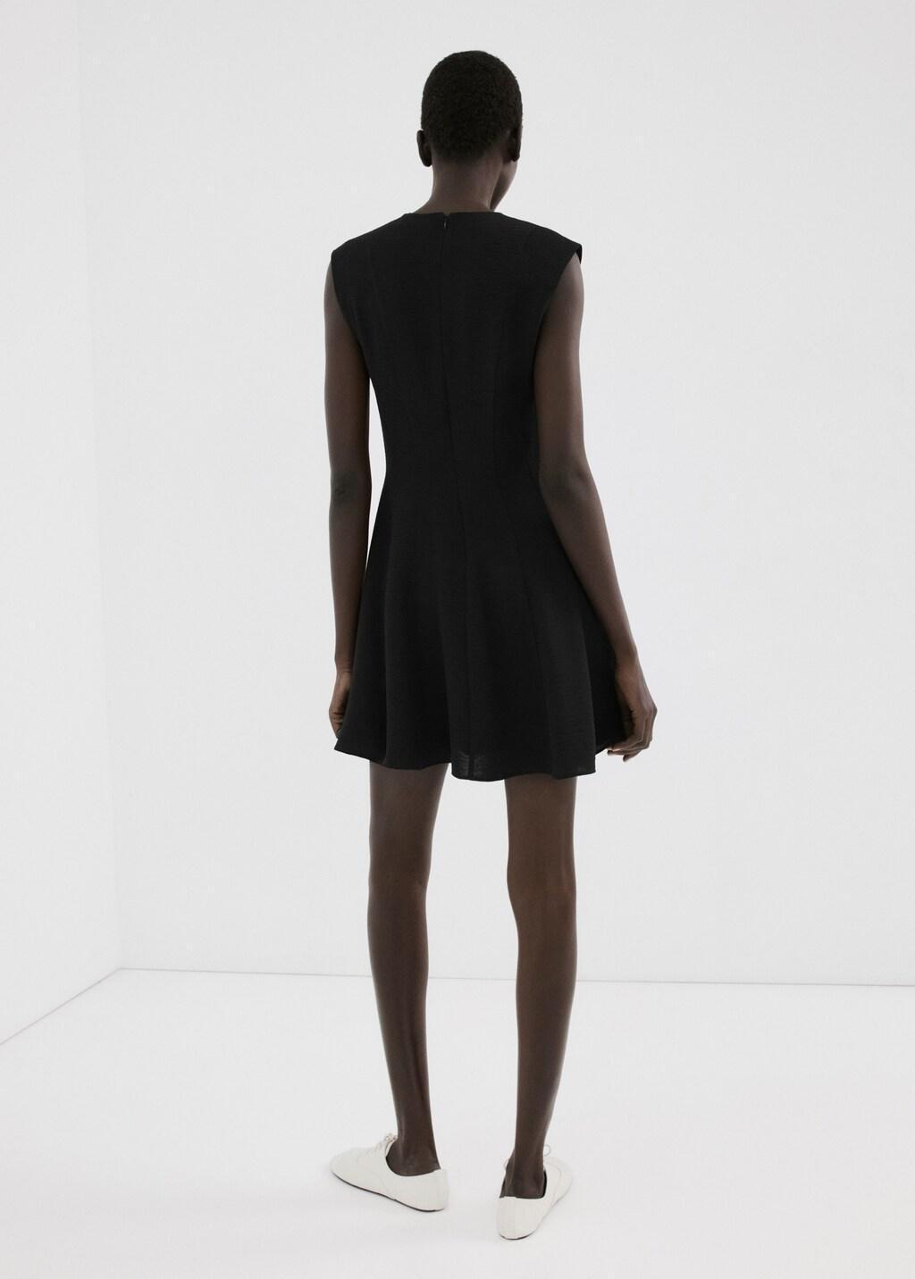 Black Flounce Dress With V-Neck, Black, large image number 2