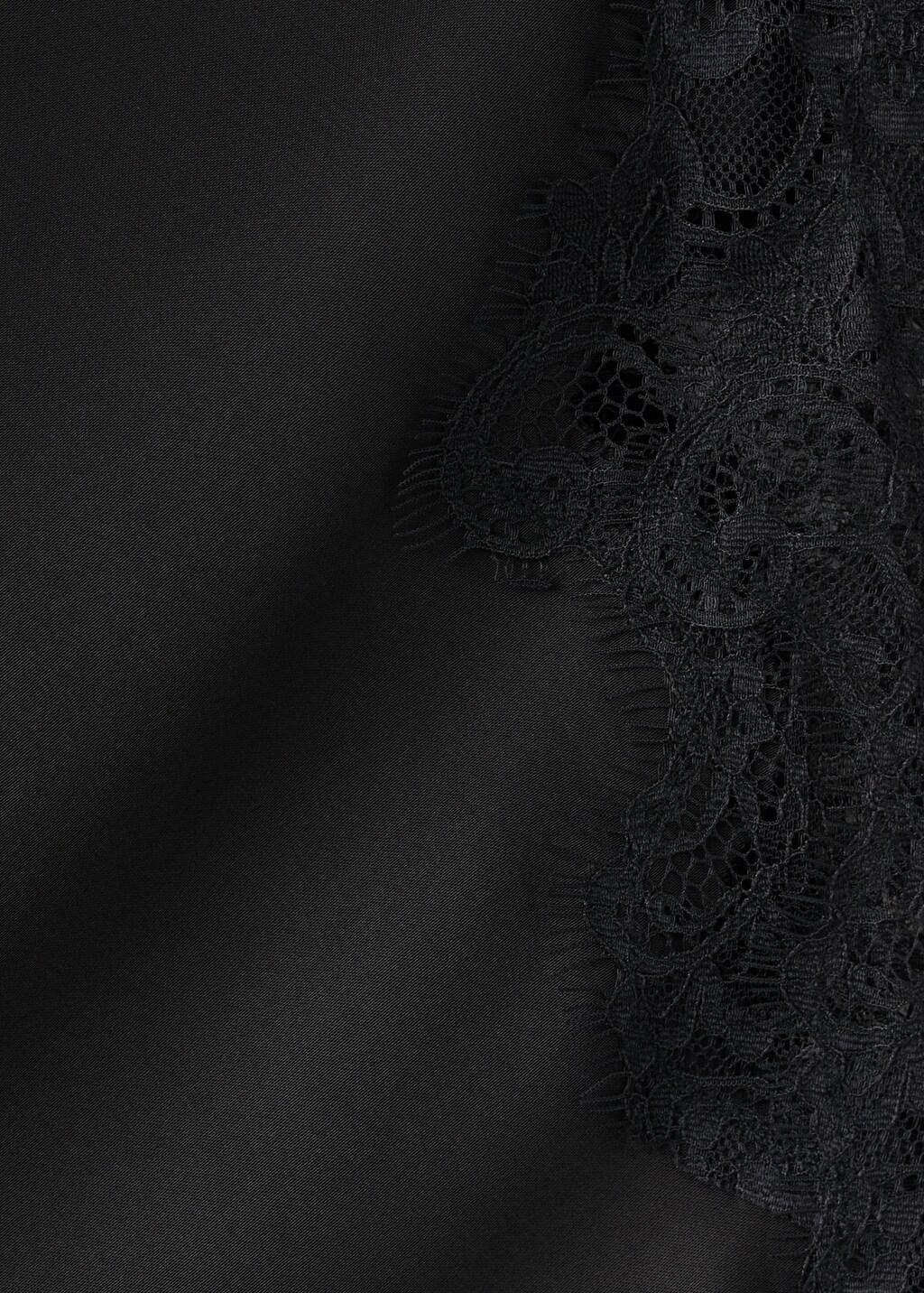 Black Satin Dress With Lace Details, 0201_99, large image number 5