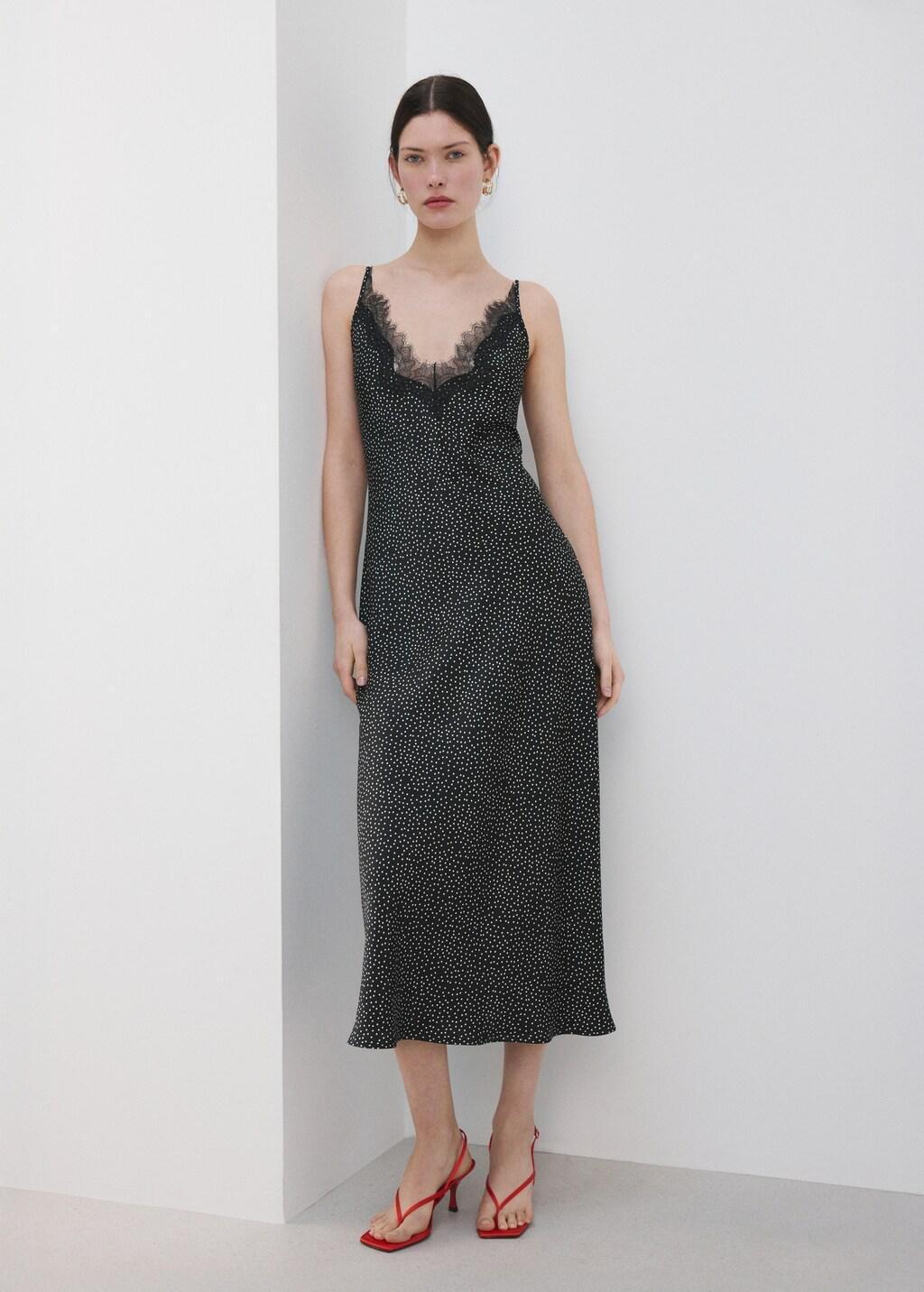 Black Polka Dot Lace Dress, 0201_99, large image number 0