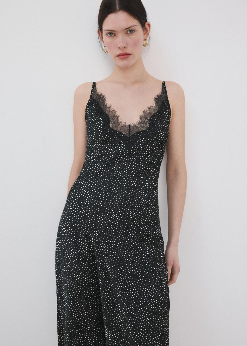 Black Polka Dot Lace Dress, 0201_99, large image number 3