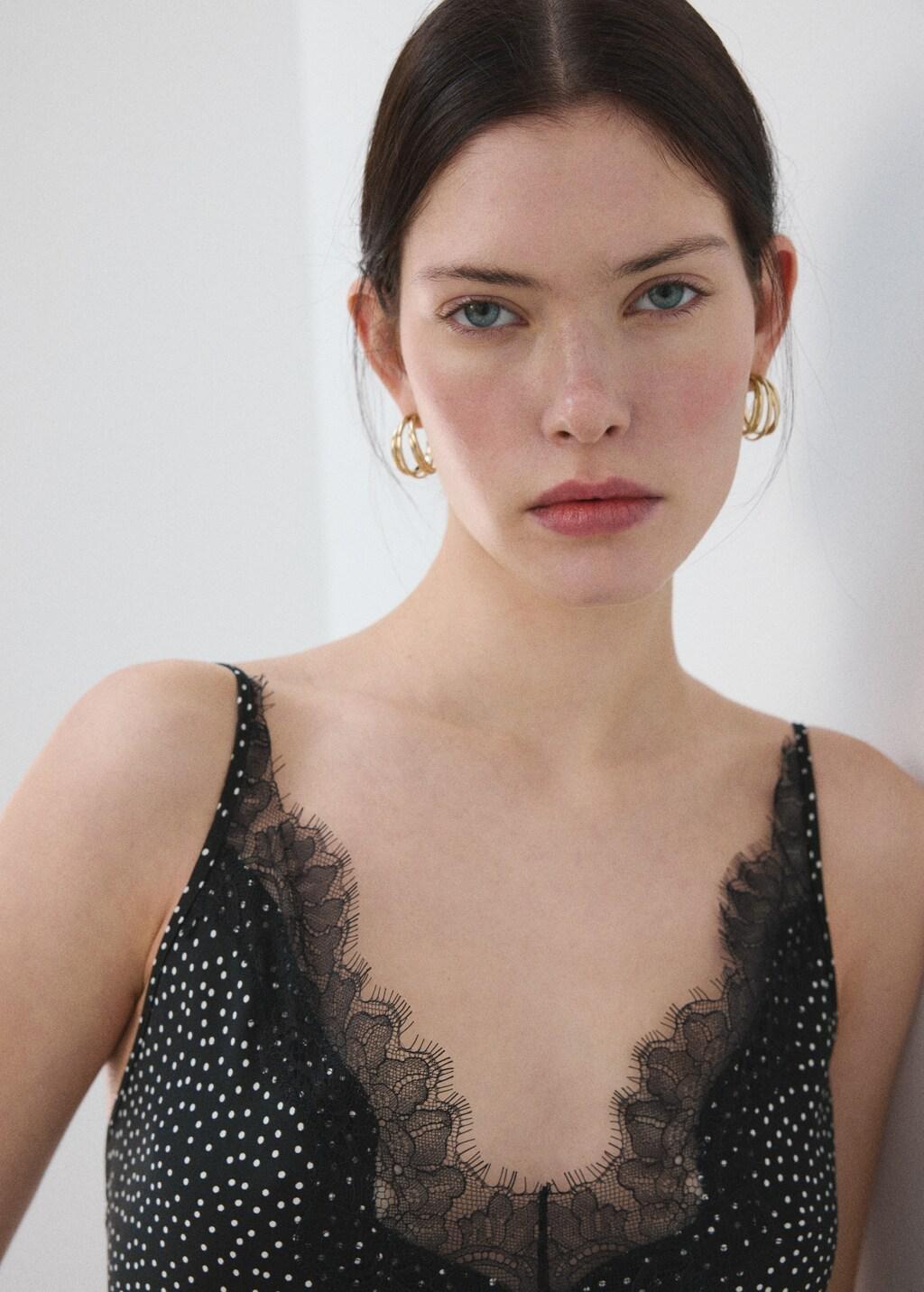Black Polka Dot Lace Dress, 0201_99, large image number 4