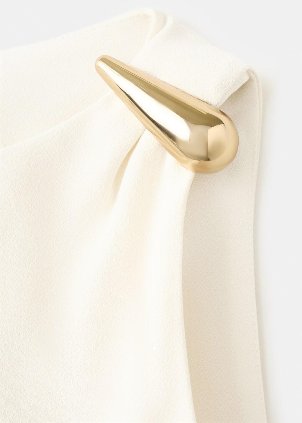 Beige Long Dress With Asymmetrical Sleeve, Light Beige, large image number 1