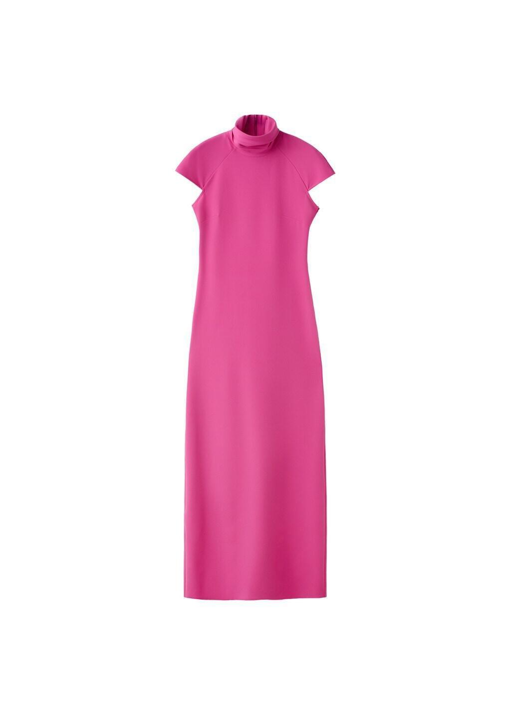 Pink Long Dress With Open Back, Bright Pink, large image number 5