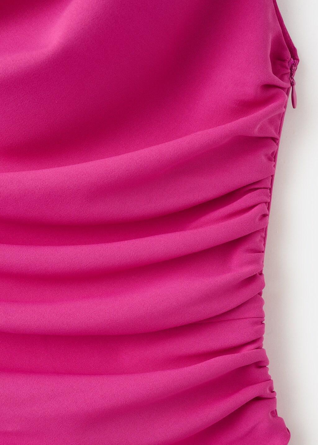 Pink Draped Dress With Brooch, Bright Pink, medium