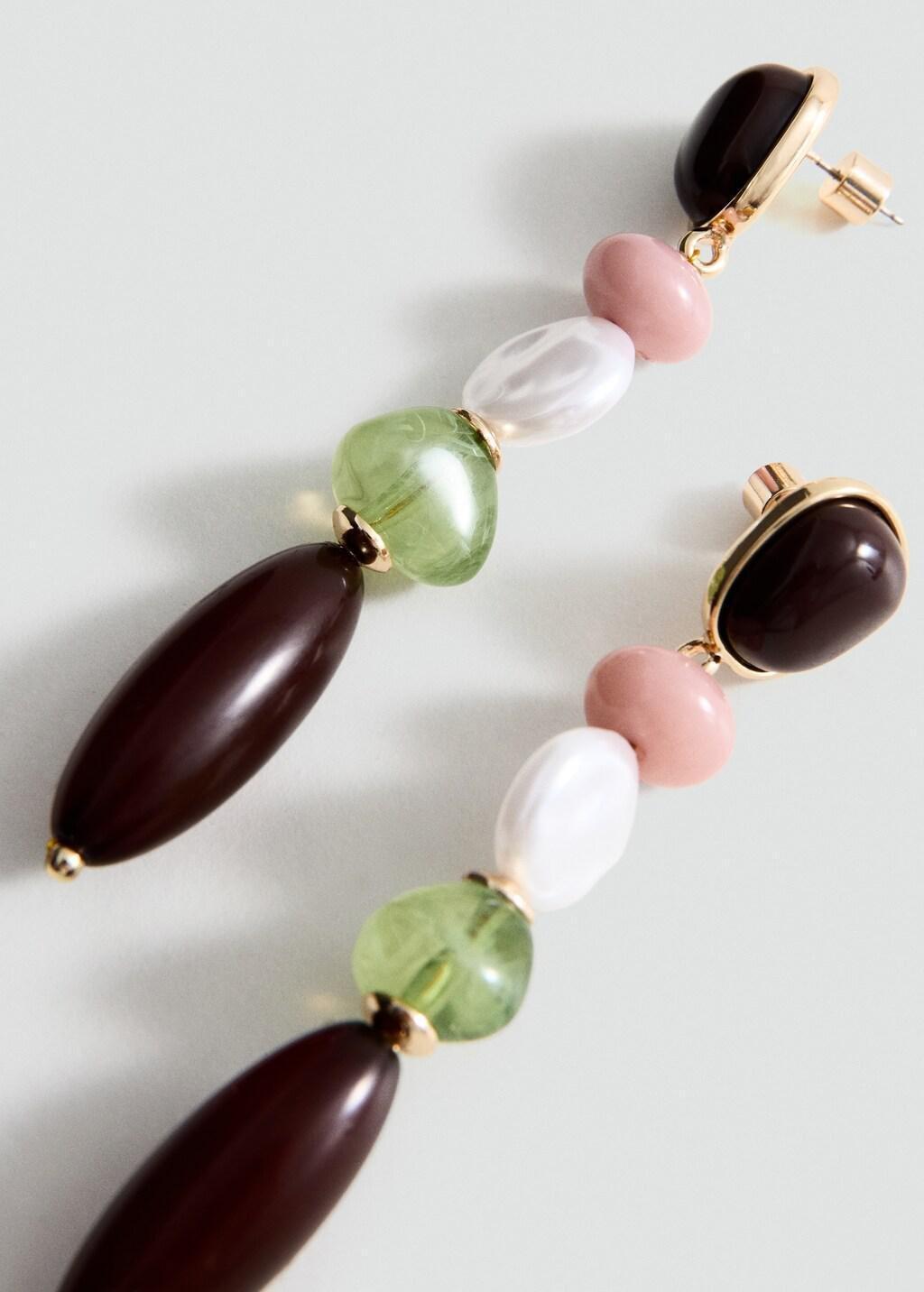 Brown Combined Long Earrings, Brown, large image number 1