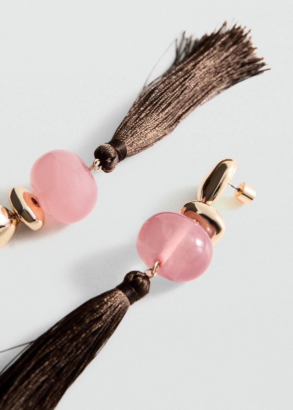 Brown Tassels Pendant Earrings, Brown, large image number 0