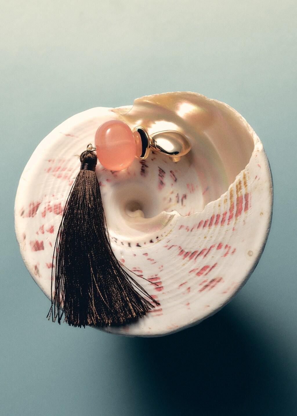 Brown Tassels Pendant Earrings, Brown, medium