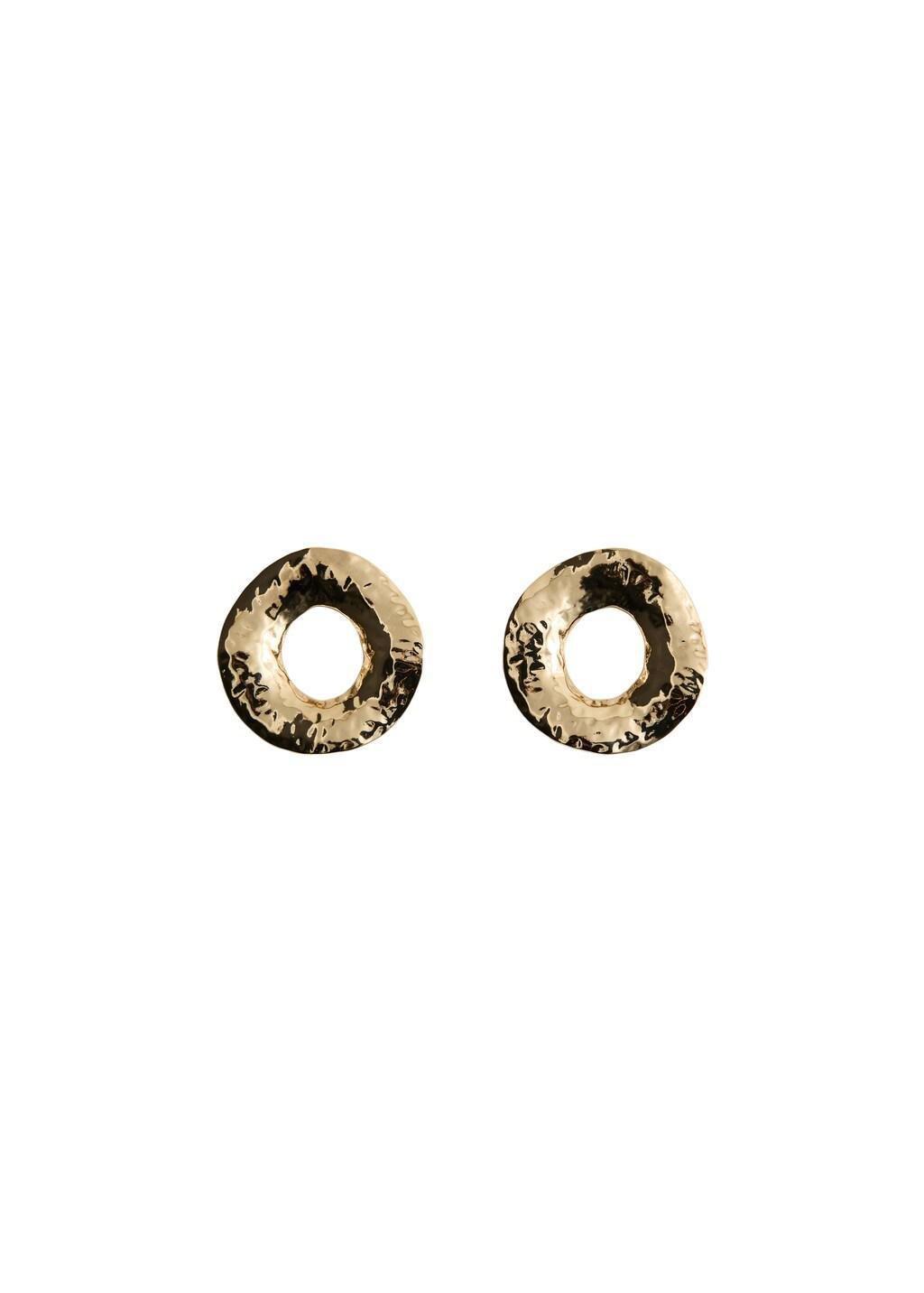 Gold Earrings With Round Relief, Gold, large image number 2