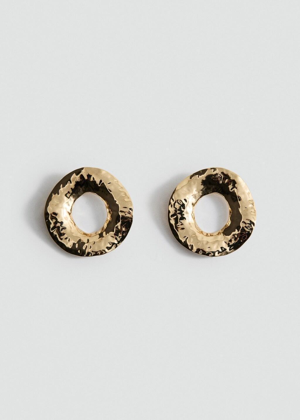Gold Earrings With Round Relief, Gold, large image number 3
