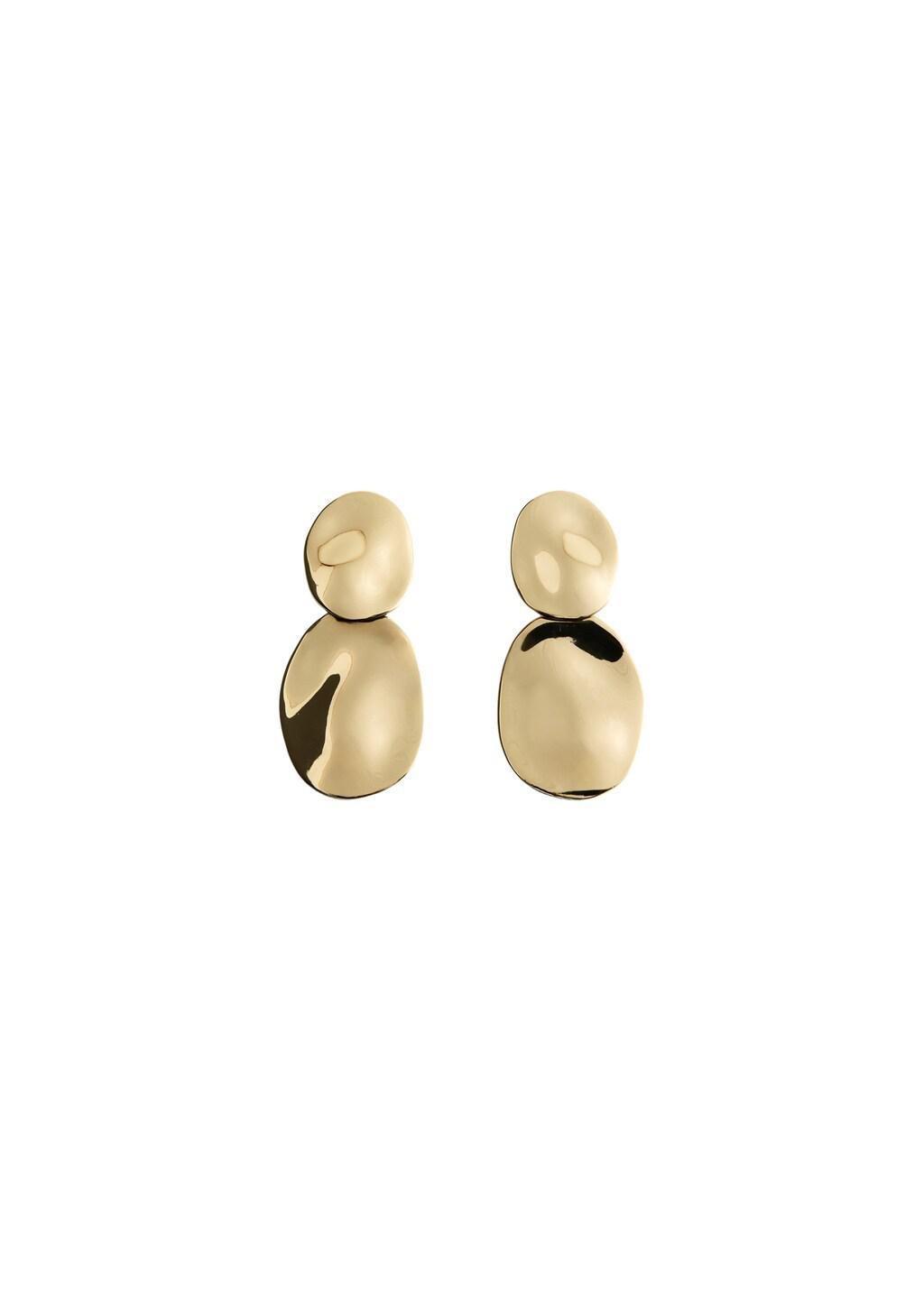 Gold Embossed Pendant Earrings, Gold, large image number 1