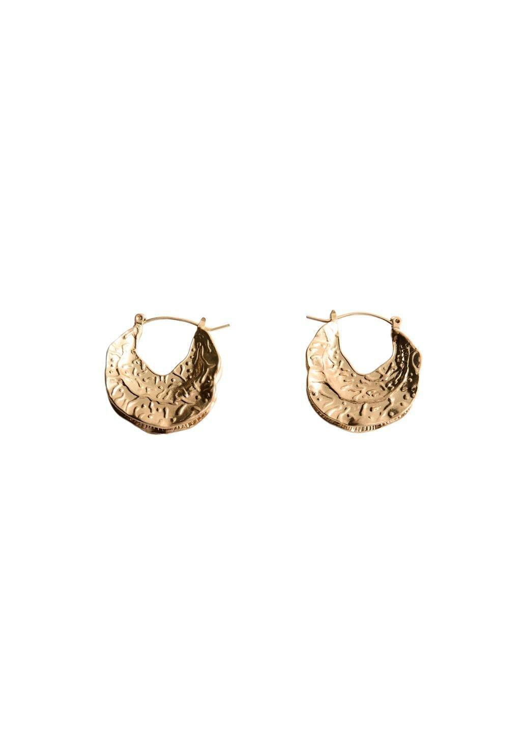 Gold Textured Hoop Earrings, Gold, large image number 1