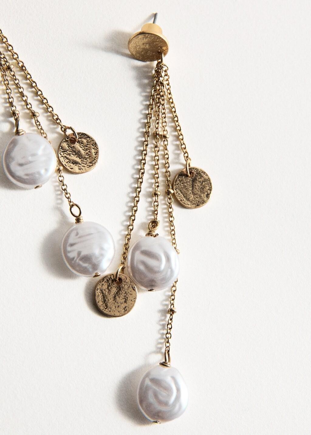 Gold Long Beaded Earrings, Gold, large image number 0