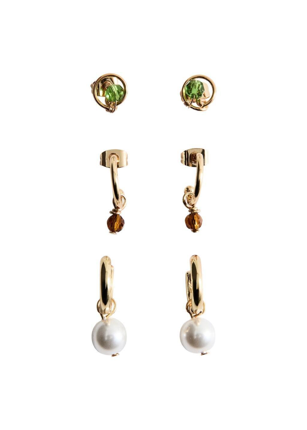Gold Combined Earring Set, Gold, medium