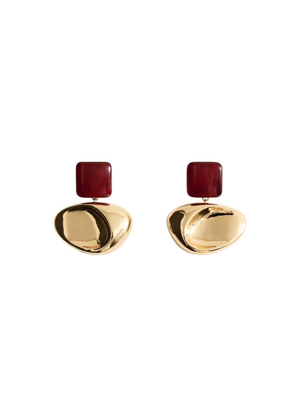 Gold Mixed Pendant Earrings, Gold, large image number 2