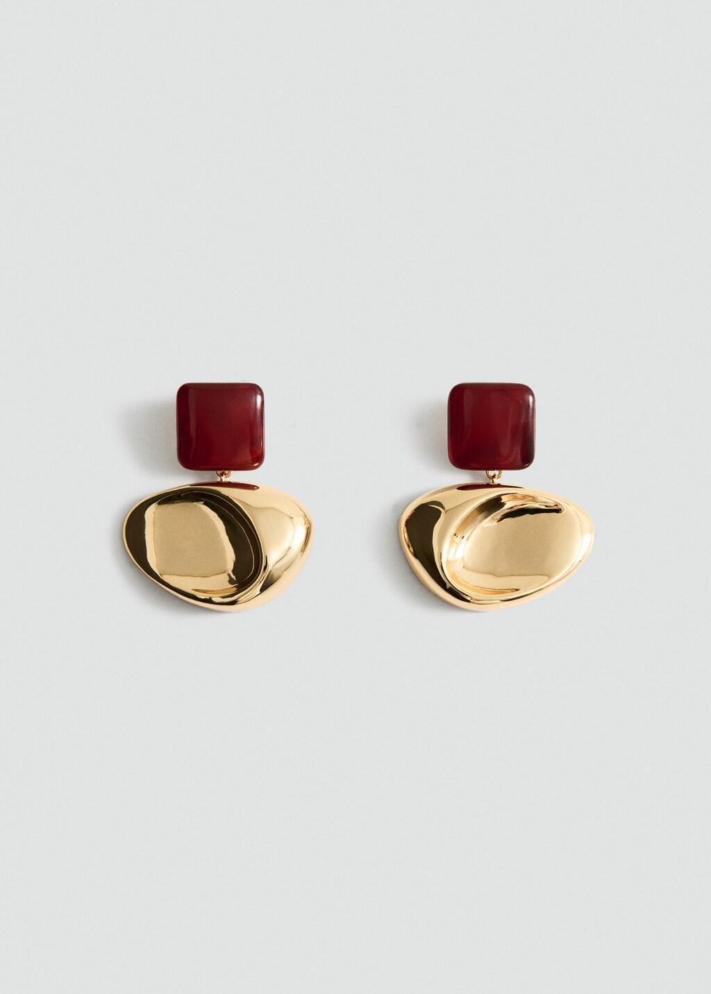 Gold Mixed Pendant Earrings, Gold, large image number 3