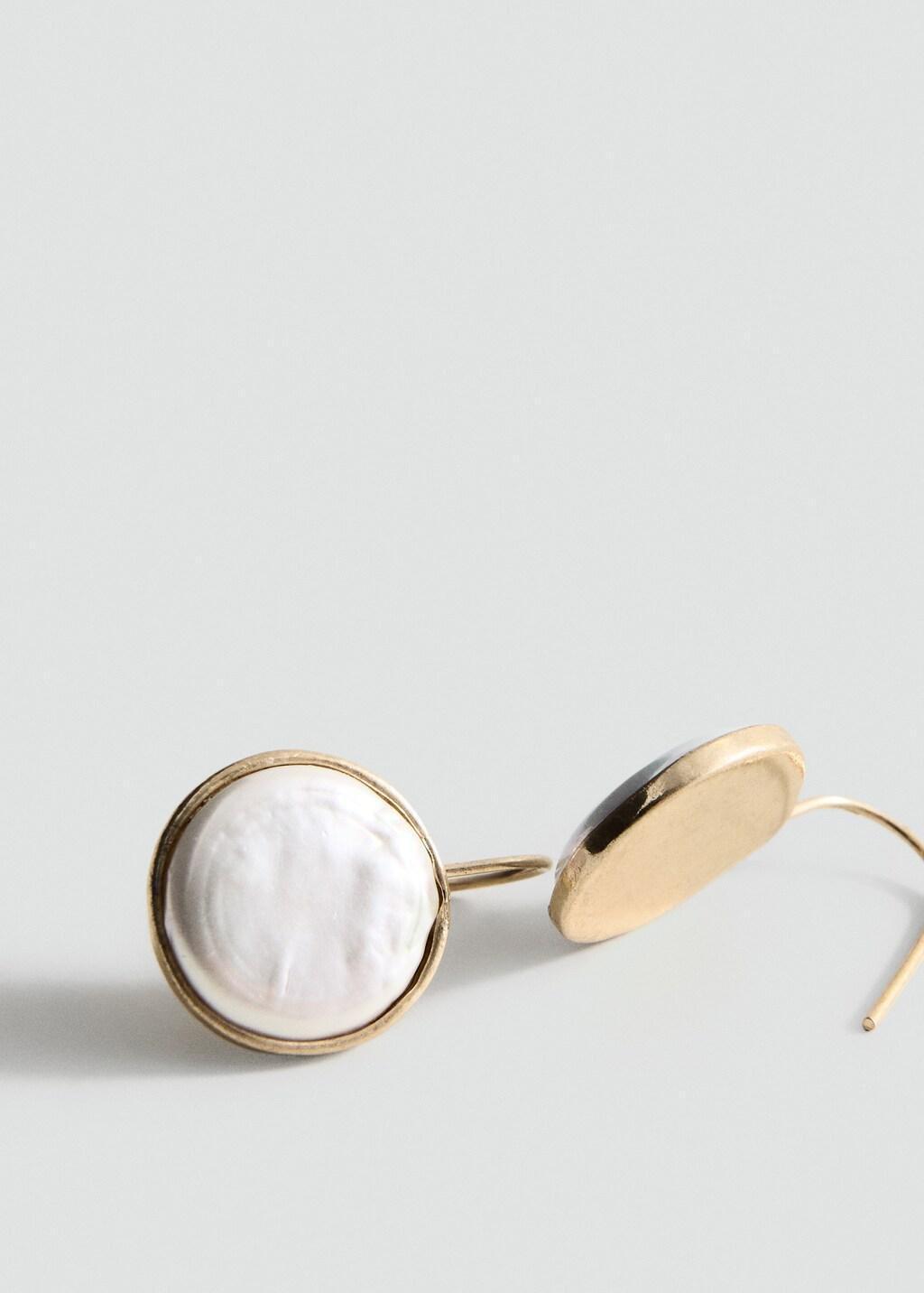 Gold Round Resin Earrings, Gold, large image number 0