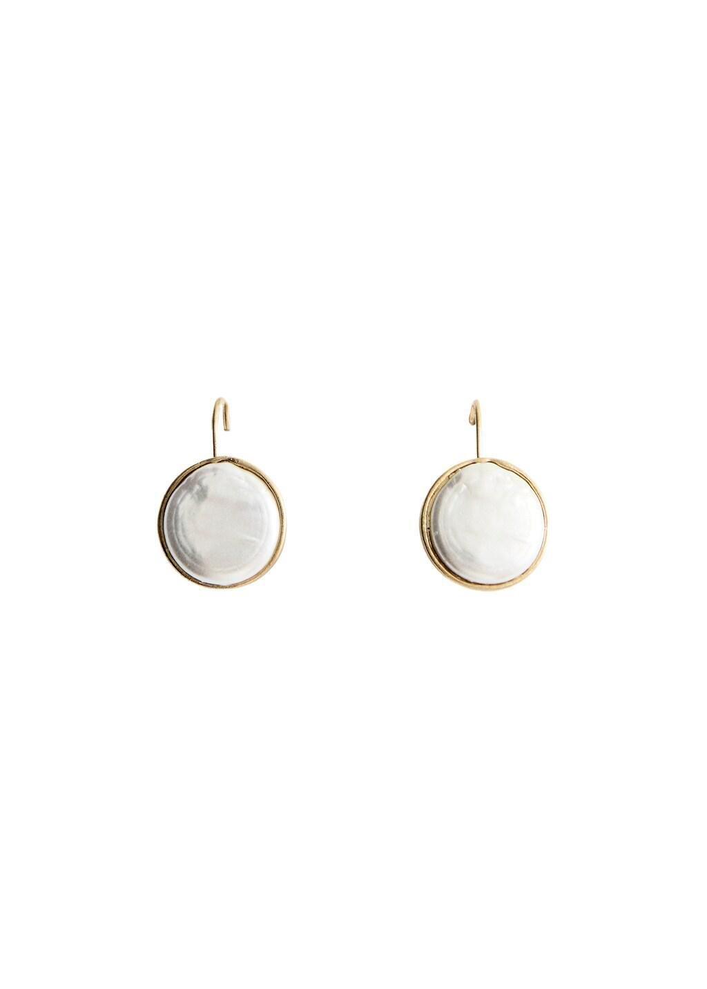 Gold Round Resin Earrings, Gold, large image number 1